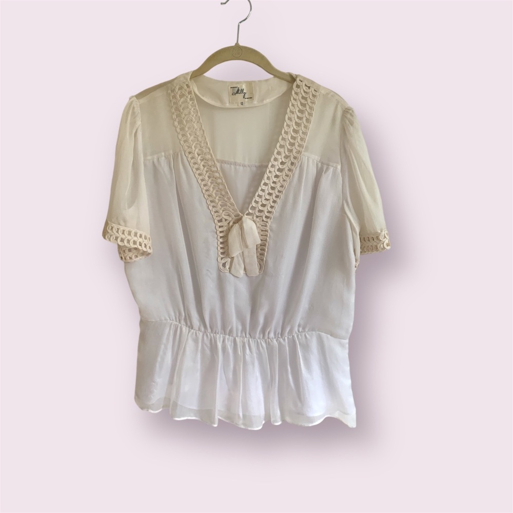 Milly Of NY vintage white blouse